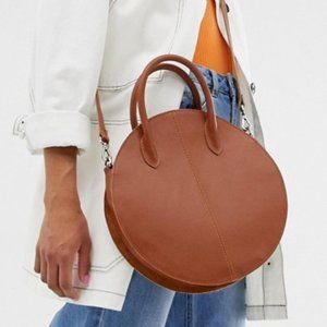 ASOS DESIGN Leather Structured Circle Shopper Bag